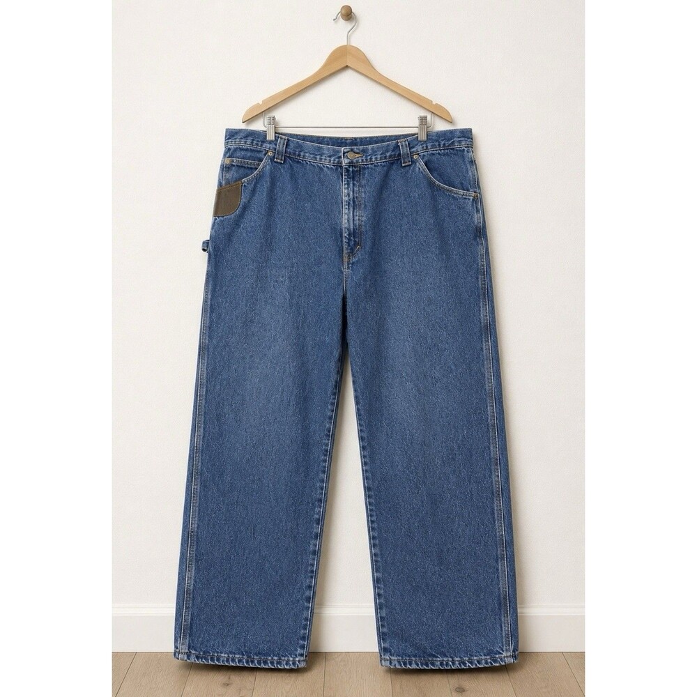 Wrangler Riggs Workwear Carpenter Jeans Men's 46x30 Blue Denim Logo Cotton